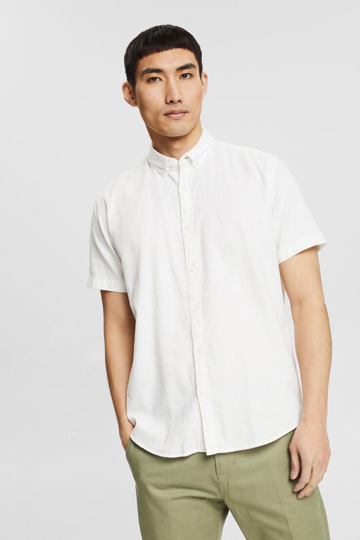 Hemd mit Button-Down-Kragen, OFF WHITE, detail image number 0