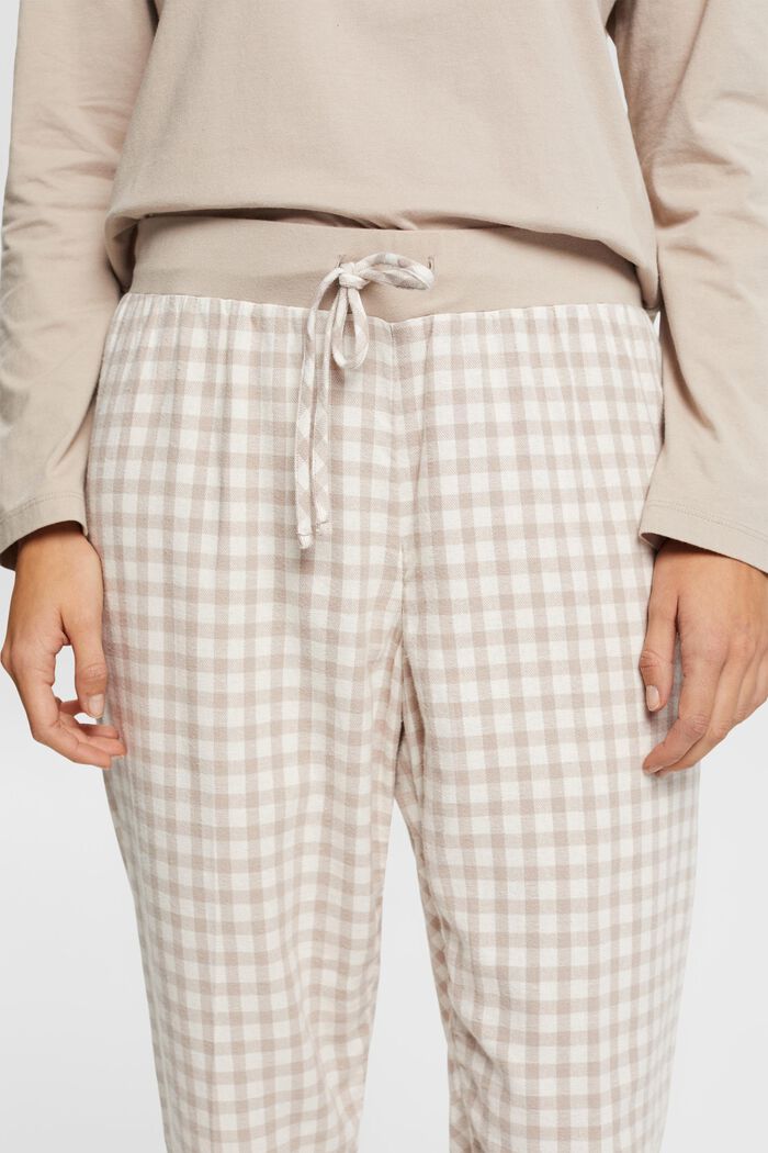 Langärmeliger Pyjama mit karierter Flanell-Hose, SAND, detail image number 2