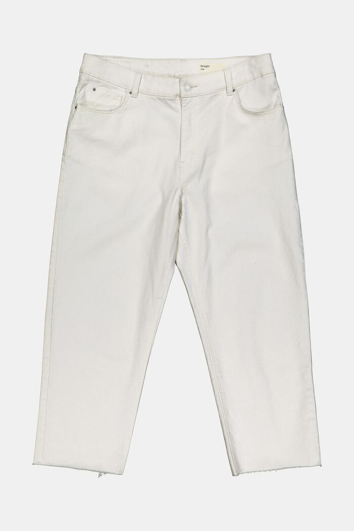 Cropped Jeans mit hohem Bund, Bio-Baumwolle, OFF WHITE, overview