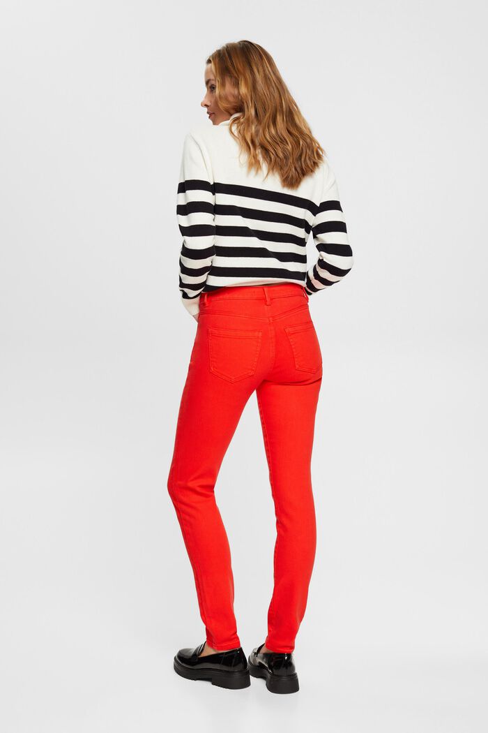 Mid-Rise-Stretchjeans in schmaler Passform, RED, detail image number 3