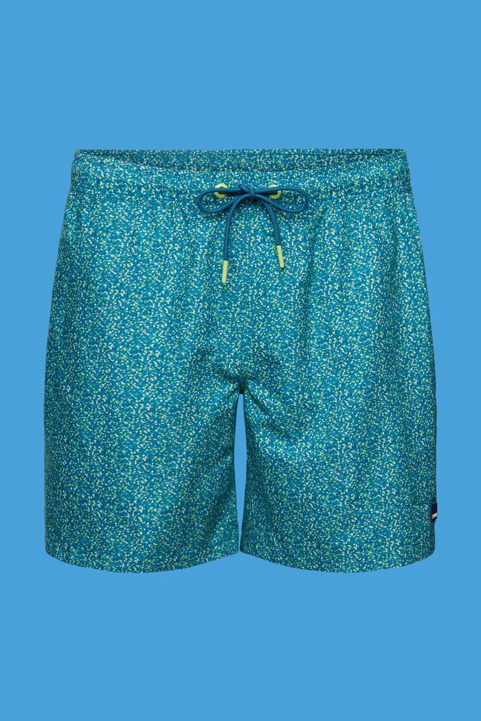 Badeshorts mit Allover-Muster, TEAL BLUE, detail image number 1
