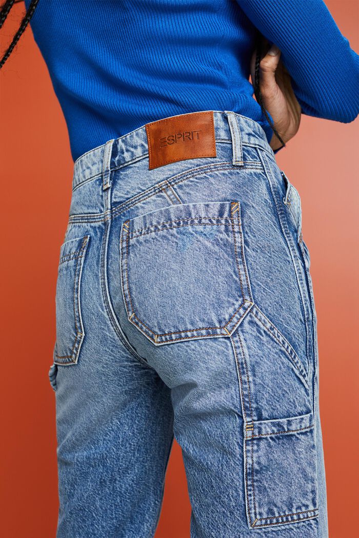 Jeans mit gerader Passform und hohem Bund, BLUE LIGHT WASHED, detail image number 3