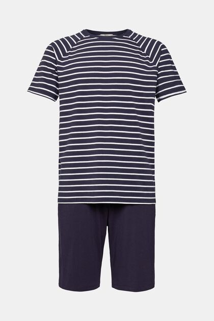 Jersey-Pyjama mit Shorts, NAVY, overview