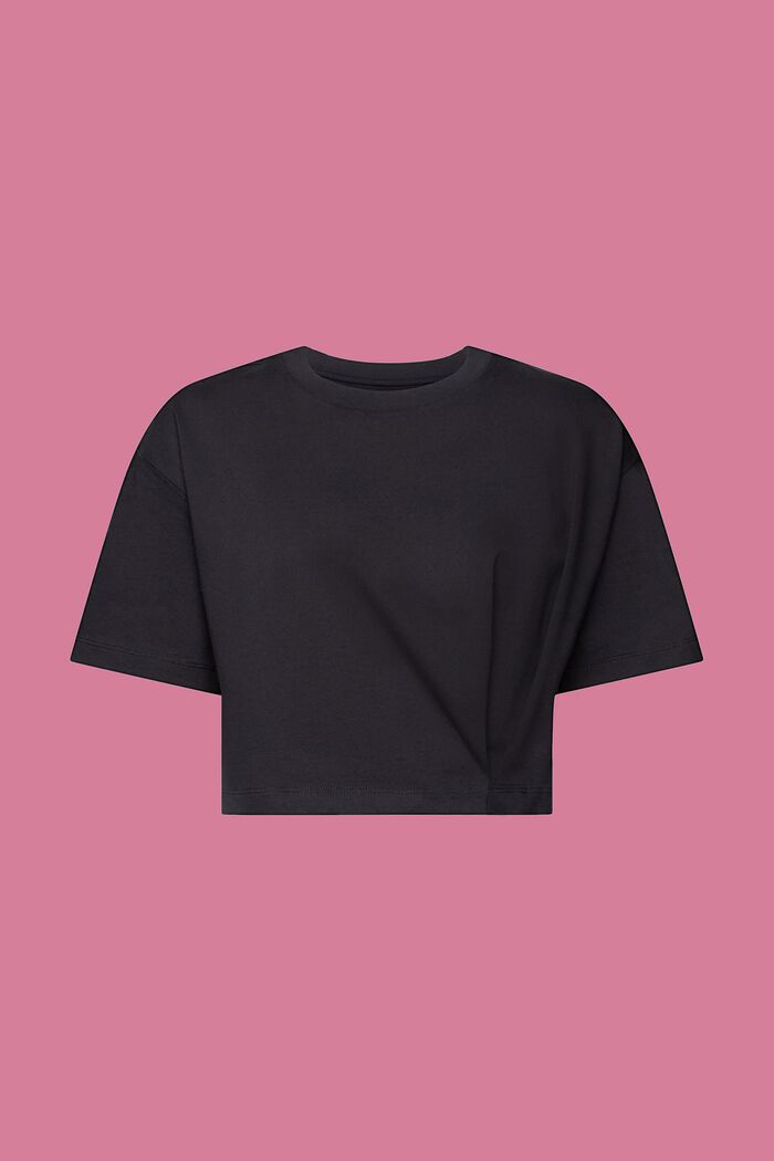 Verkürztes T-Shirt mit Rundhalsausschnitt, BLACK, detail image number 6