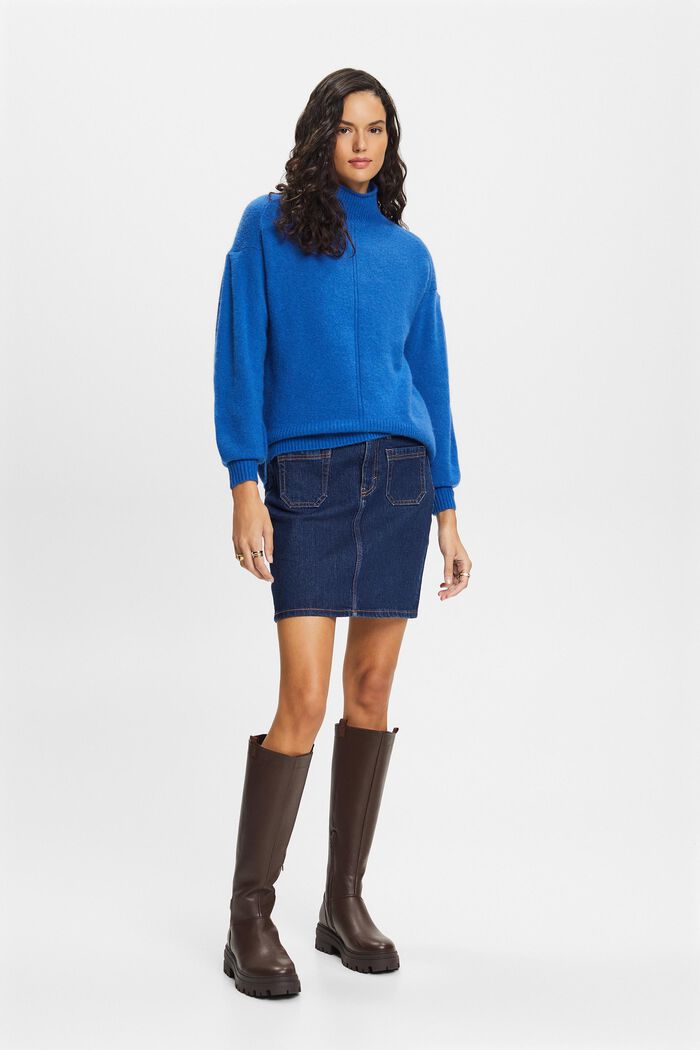 Pullover mit Stehkragen, BRIGHT BLUE, detail image number 0