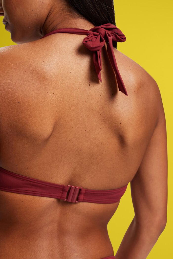 Dreifarbiges Neckholder-Bikinitop mit Bügeln, DARK RED, detail image number 3