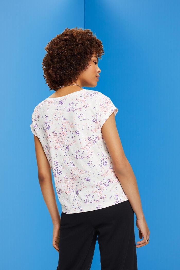 Baumwoll-T-Shirt mit floralem Print, OFF WHITE, detail image number 3