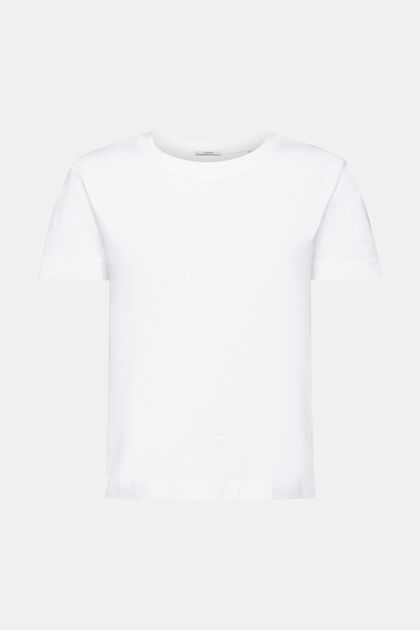 Baumwoll-T-Shirt mit Rundhalsausschnitt, WHITE, overview