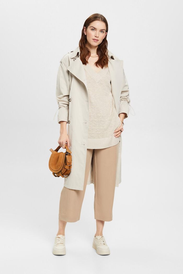 Pullover im Tunika-Stil mit V-Ausschnitt, LIGHT TAUPE, detail image number 1