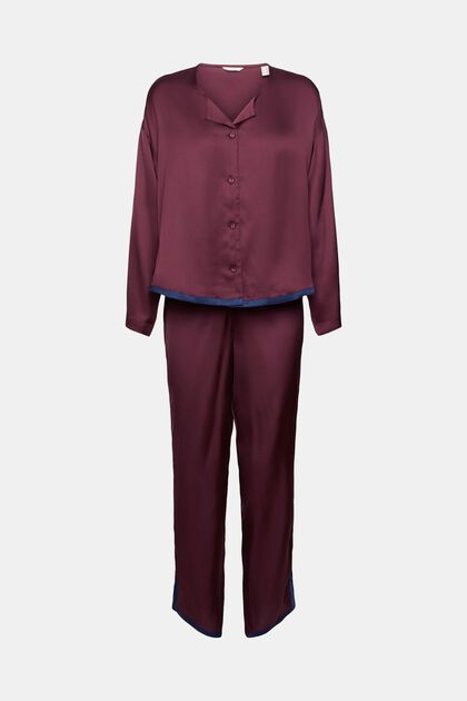 Satin-Pyjama, BORDEAUX RED, overview