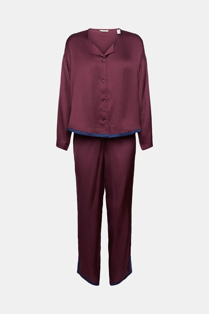 Satin-Pyjama, BORDEAUX RED, detail image number 6