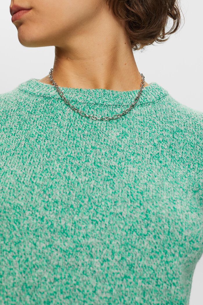 Rundhals-Pullover, Wollmix, GREEN, detail image number 2