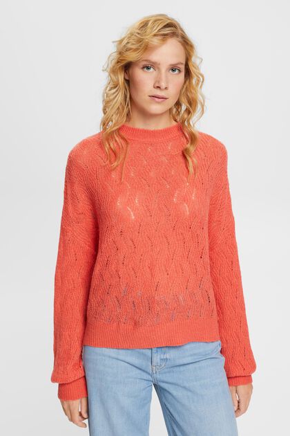 Pointelle-Pullover, CORAL, overview