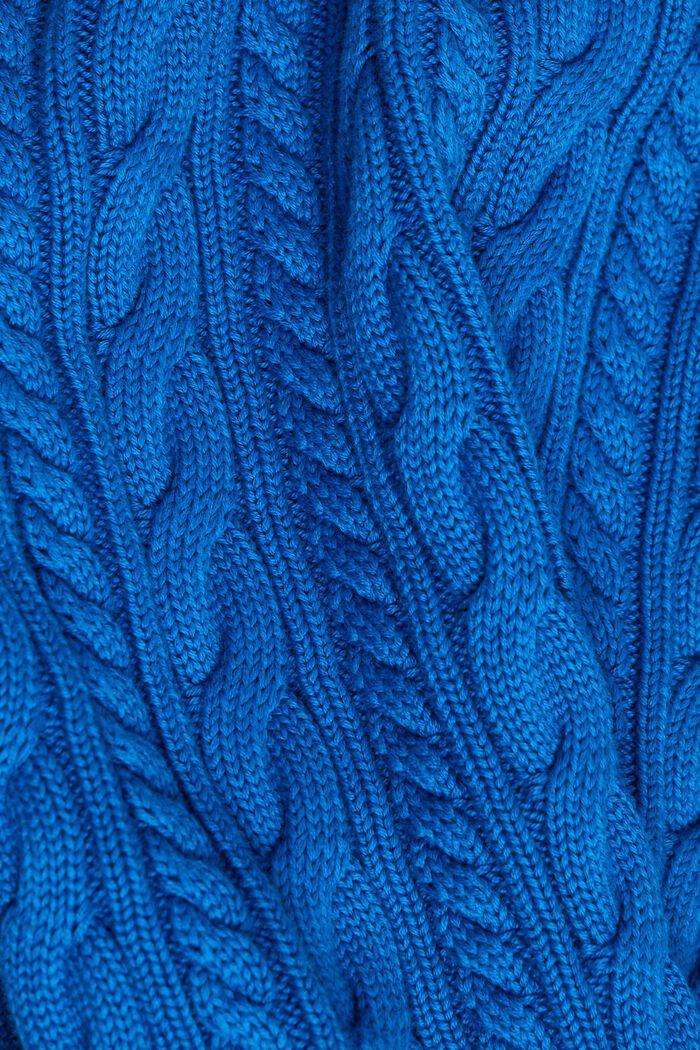 Zopfstrickpullover aus Baumwolle, DARK BLUE, detail image number 5