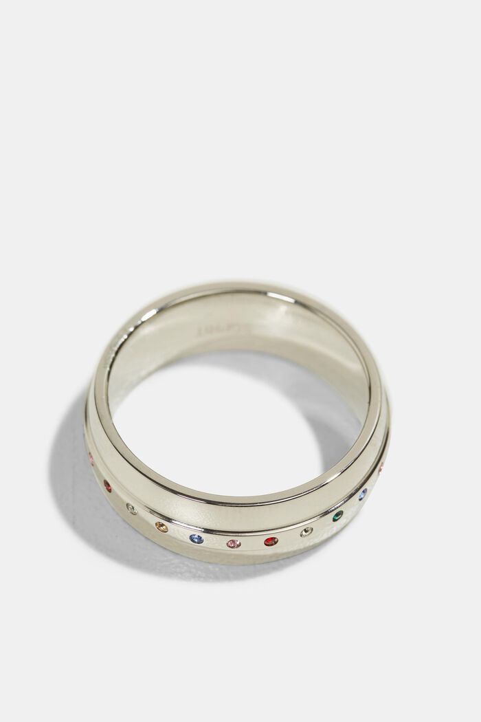Edelstahl-Ring mit bunten Zirkonia
