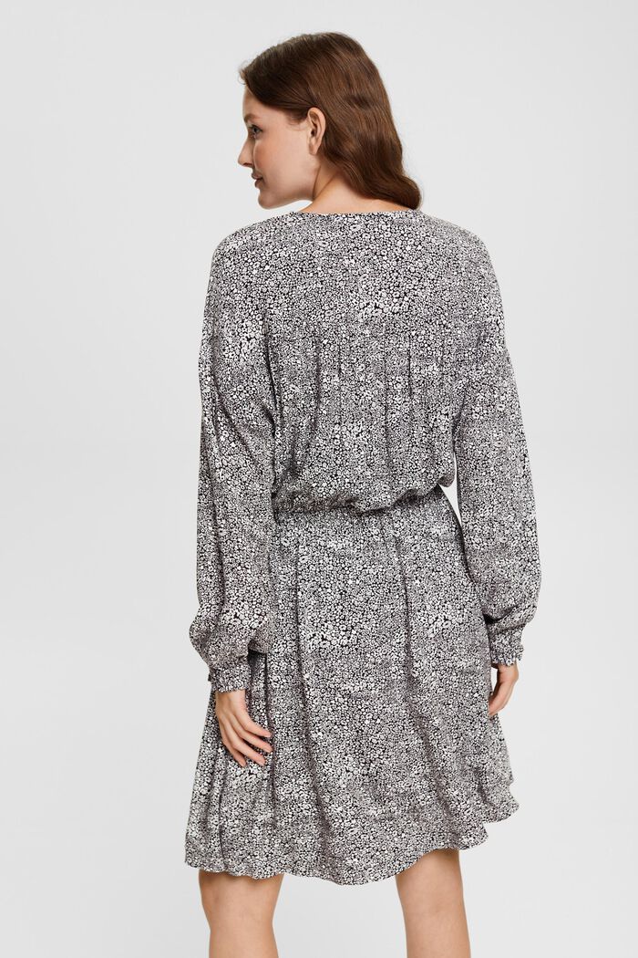 Geblümtes Kleid mit langem Arm, LENZING™ ECOVERO™, NEW BLACK, detail image number 4