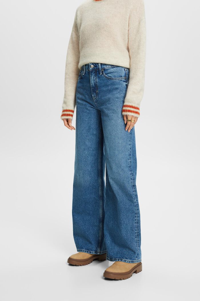 Jeans mit hohem Bund und geradem Bein, BLUE MEDIUM WASHED, detail image number 0