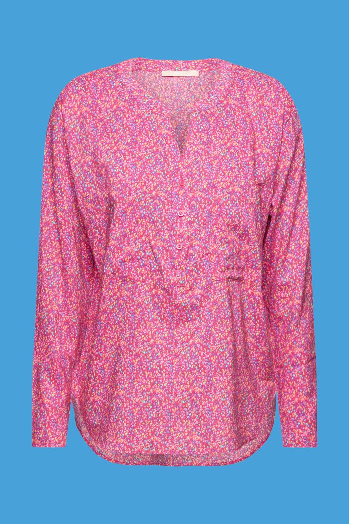Florale Bluse mit V-Ausschnitt und Knöpfen, PINK FUCHSIA, detail image number 7
