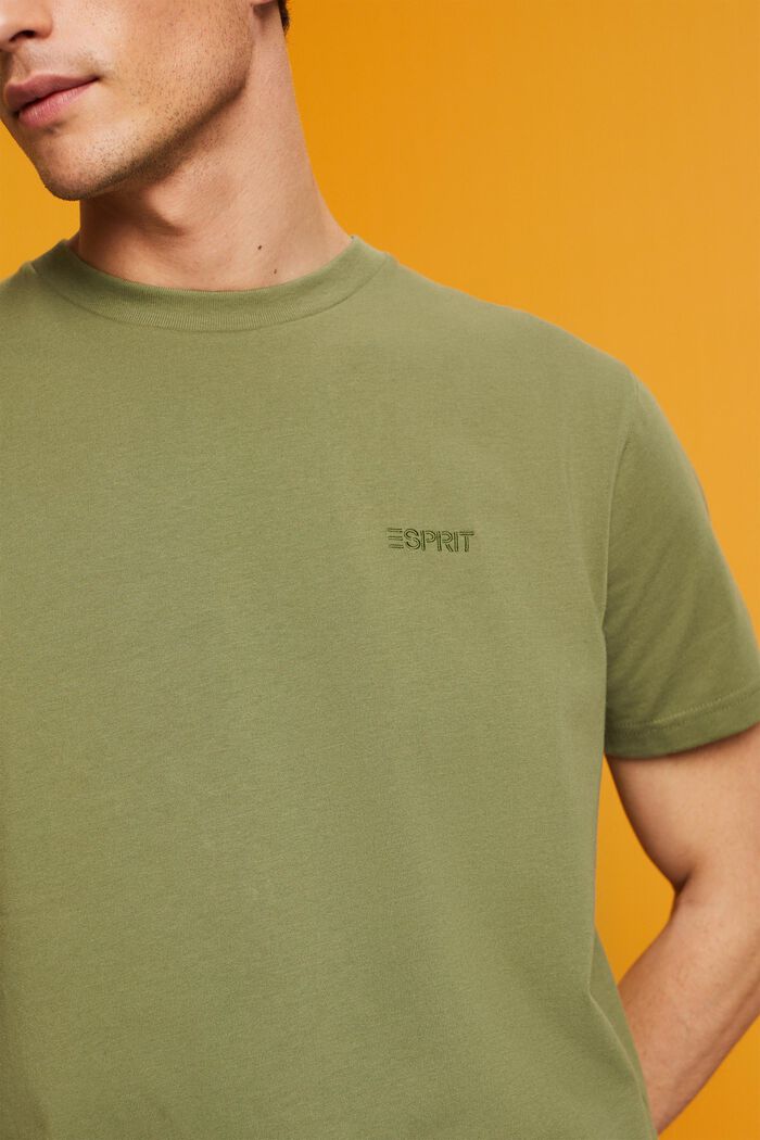 T-Shirt mit Logostickerei, OLIVE, detail image number 2