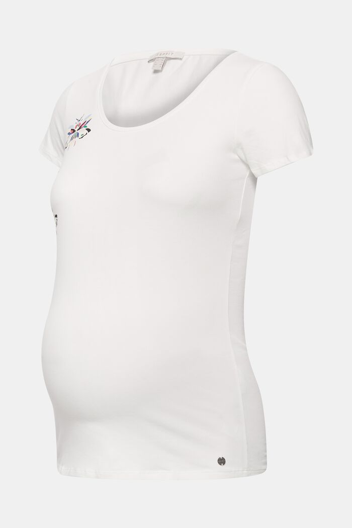 Stretch-Shirt mit dezentem Glanz-Print, OFF WHITE, overview