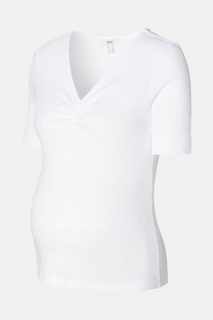 Pointelle-T-Shirt aus Bio-Baumwolle, BRIGHT WHITE, overview