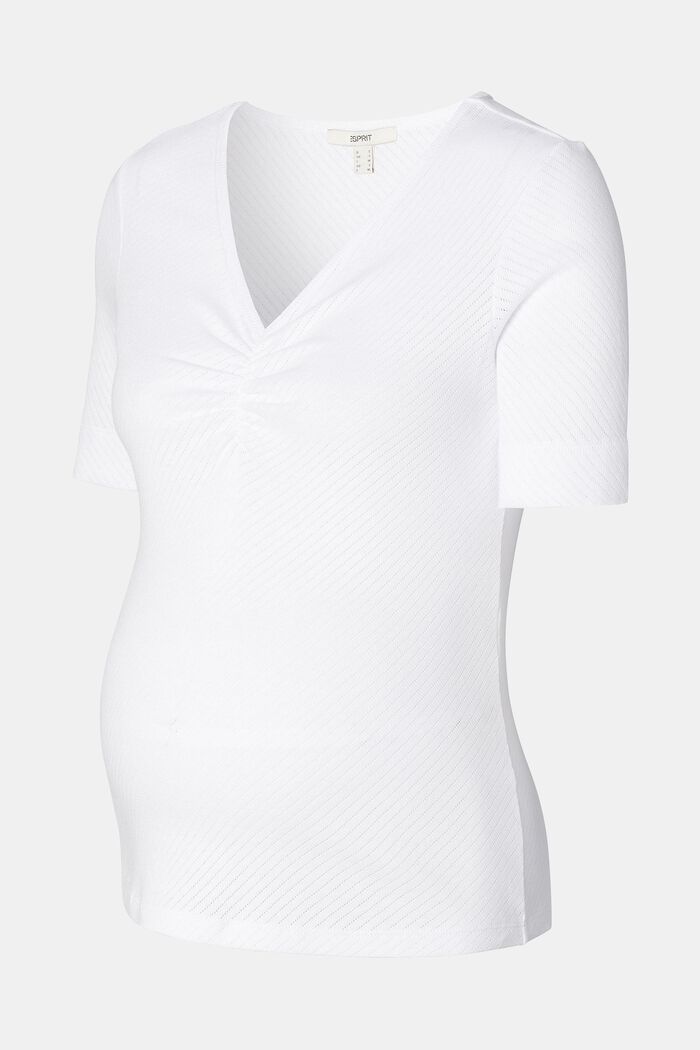 Pointelle-T-Shirt aus Bio-Baumwolle, BRIGHT WHITE, detail image number 4