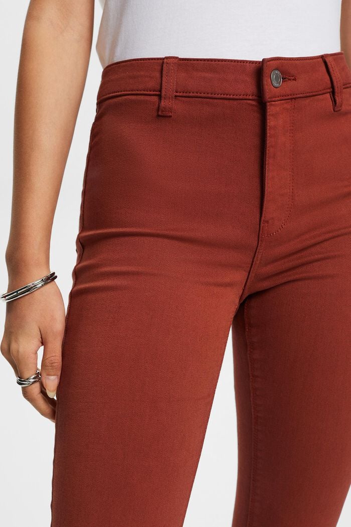 Skinny Jeans mit mittlerer Bundhöhe, RUST BROWN, detail image number 2