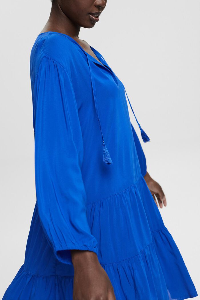 Kleid mit Tasseln, LENZING™ ECOVERO™, BRIGHT BLUE, detail image number 3