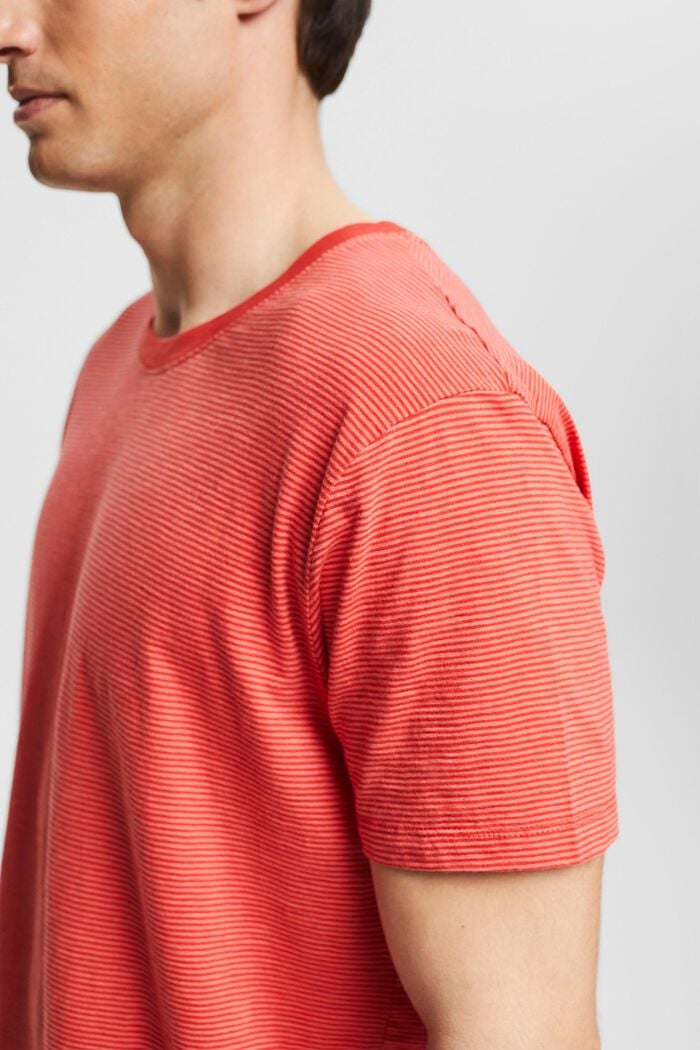 Jersey-T-Shirt mit Streifenmuster, RED ORANGE, detail image number 1