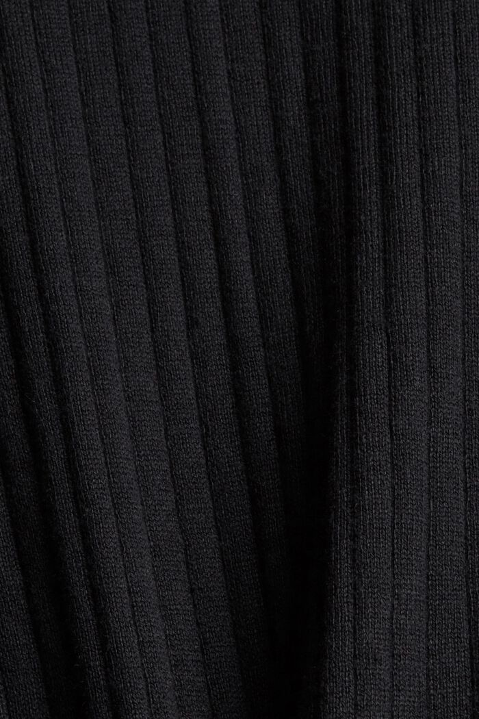 Gerippter Kurzarm-Pullover, BLACK, detail image number 1
