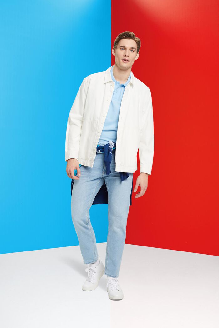 Slim-Fit-Poloshirt aus Baumwoll-Piqué, LIGHT BLUE, detail image number 1