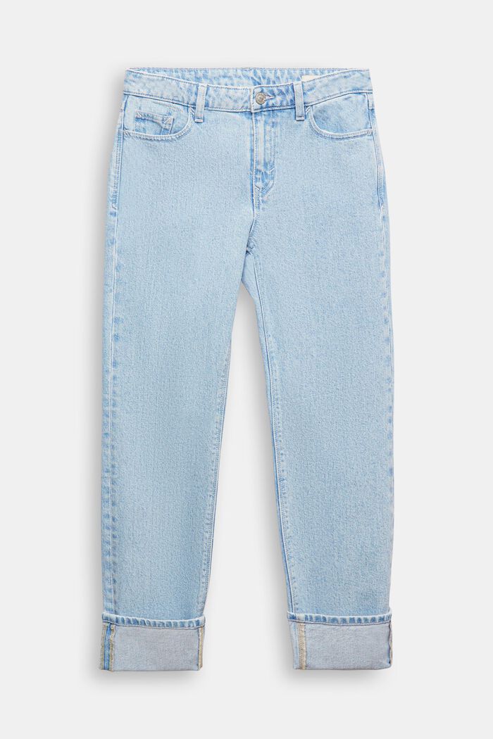 Jeans mit geradem Bein und mittlerer Bundhöhe, BLUE BLEACHED, detail image number 6