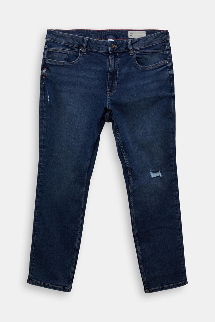 CURVY Jeans mit Destroyed-Effekten, BLUE DARK WASHED, detail image number 0