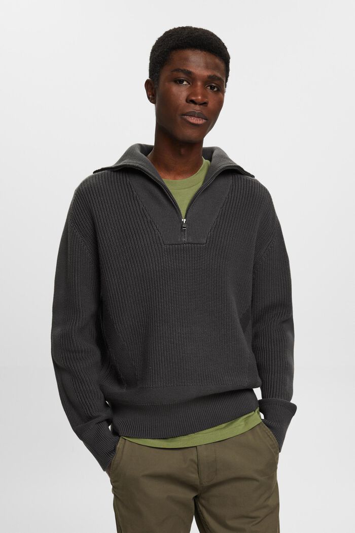 Pullover im Troyer-Style, DARK GREY, detail image number 0