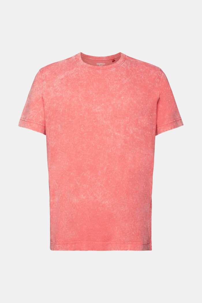T-Shirt mit Stonewash-Effekt, 100 % Baumwolle, CORAL RED, detail image number 6