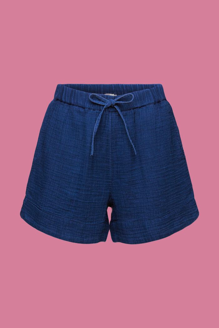 Pull-on-Shorts in Crinkle-Optik, 100 % Baumwolle, NAVY, detail image number 7