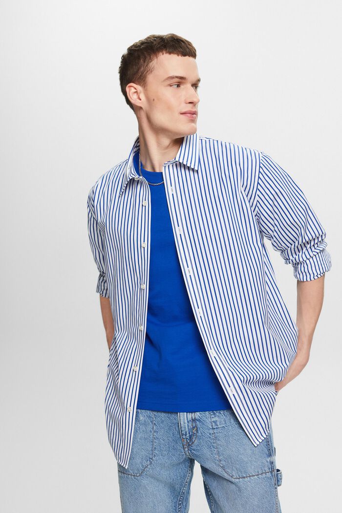 Gestreiftes Hemd aus Popeline, BRIGHT BLUE, detail image number 4