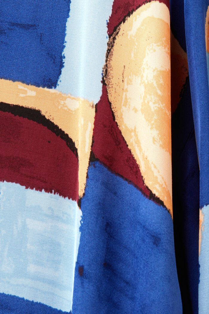 Satin-Hemdblusenkleid mit Print, BLUE, detail image number 5