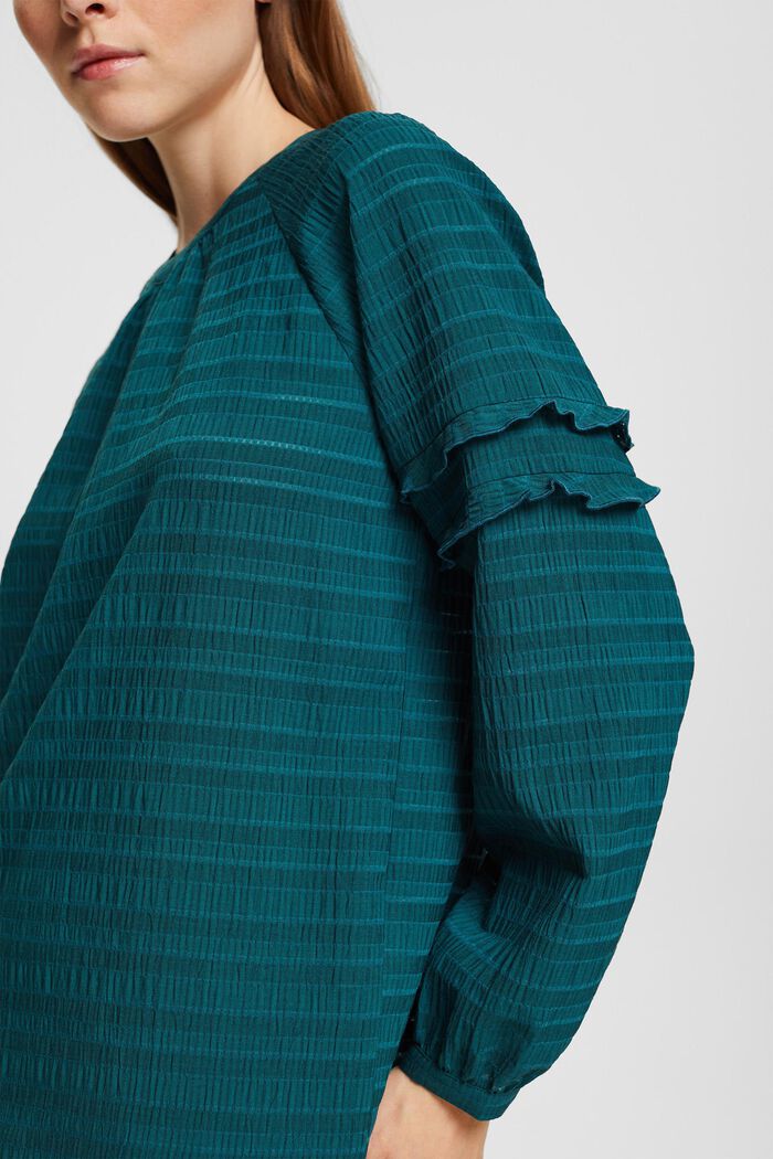 Strukturierte Bluse mit Rüschen, TEAL GREEN, detail image number 2