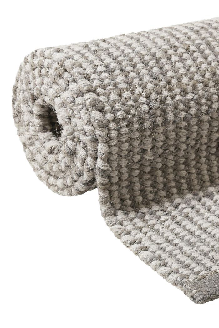 Handgewebter Teppich aus Woll-Mix, SILVER, detail image number 3