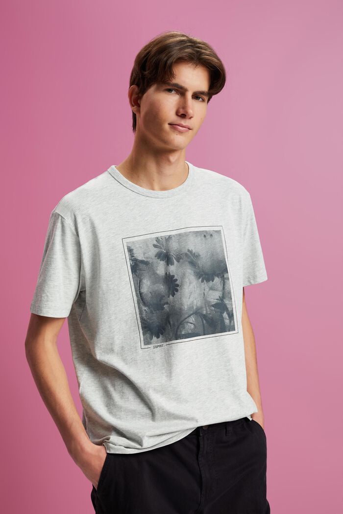 T-Shirt aus Baumwolle-Viskose-Mix mit Print, LIGHT GREY, detail image number 0