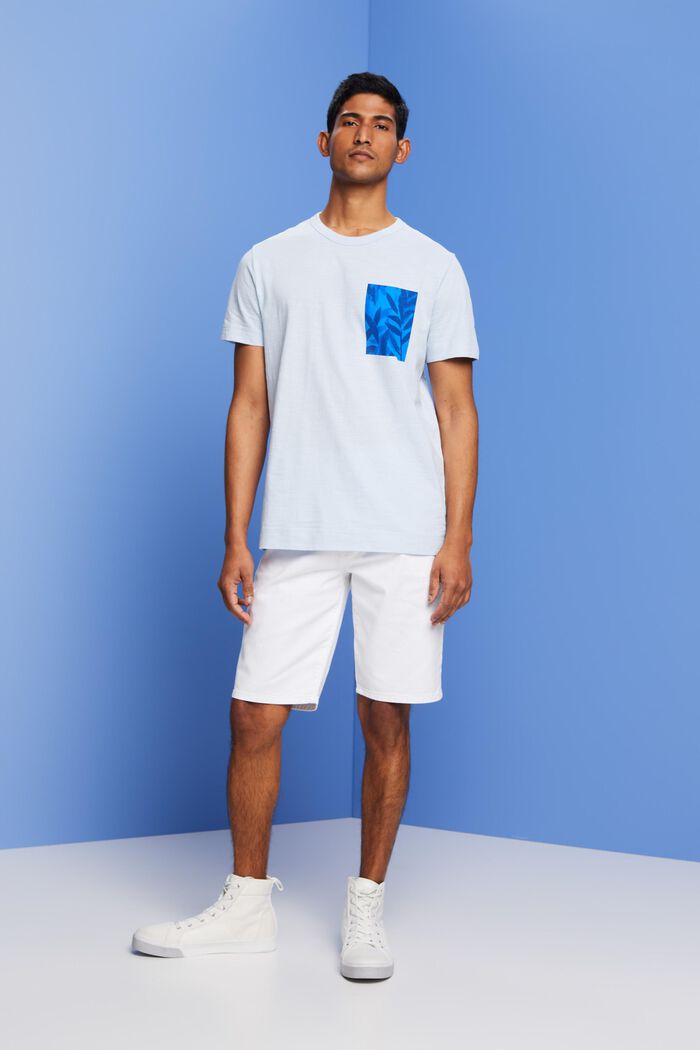 Jersey-T-Shirt mit Brust-Print, 100 % Baumwolle, PASTEL BLUE, detail image number 4