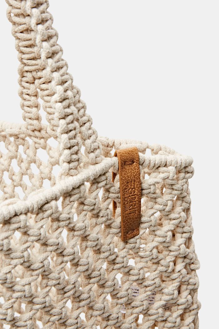 Tote Bag aus gehäkelter Baumwolle, OFF WHITE, detail image number 1