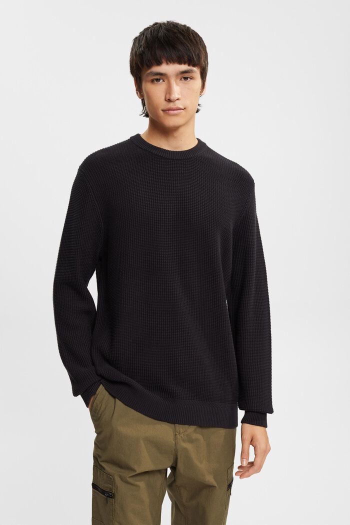 Pullover aus reiner Baumwolle, BLACK, detail image number 0