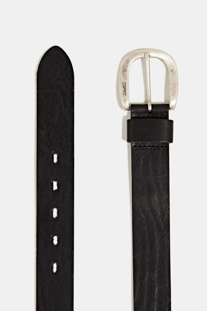 Aus Leder: Gürtel mit Metallschnalle, BLACK, detail image number 1