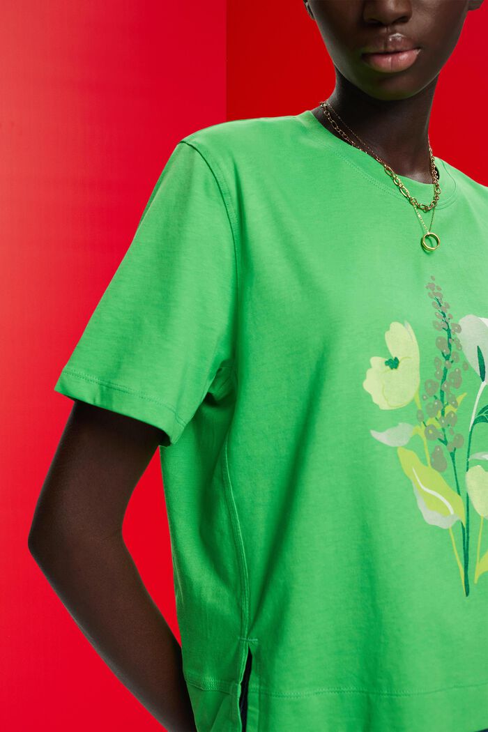 T-Shirt mit Blumen-Print, GREEN, detail image number 2