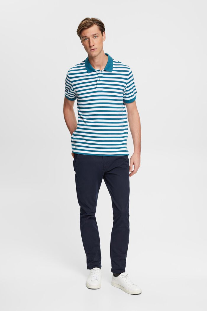 Gestreiftes Slim-Fit-Poloshirt, PETROL BLUE, detail image number 4