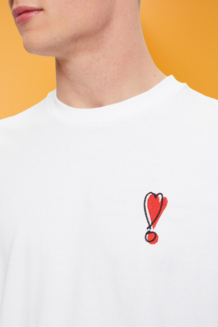 T-Shirt mit Herzmotiv aus nachhaltiger Baumwolle, WHITE, detail image number 2