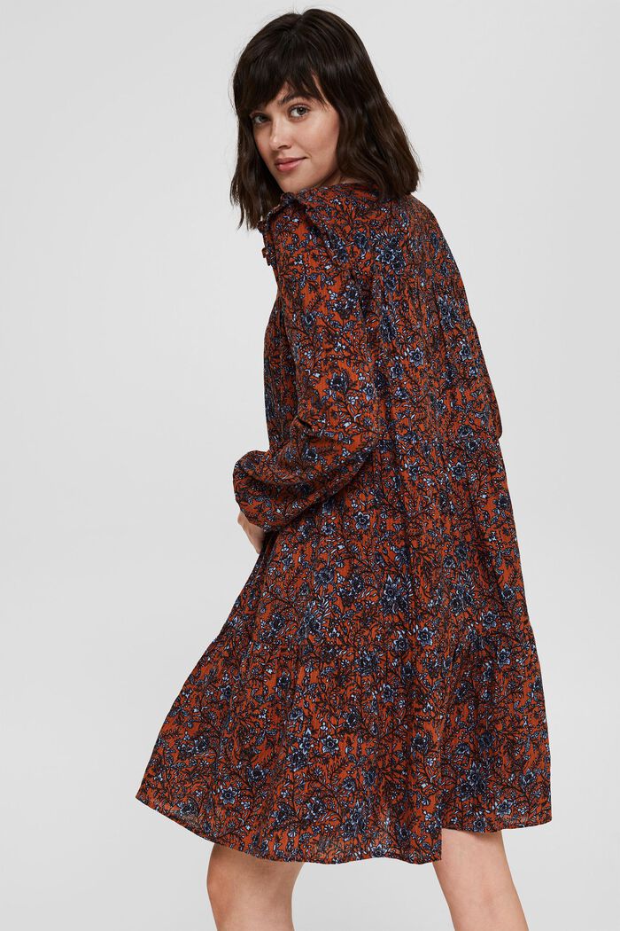 Print-Kleid mit Rüschen aus 100% Baumwolle, RUST ORANGE, detail image number 2