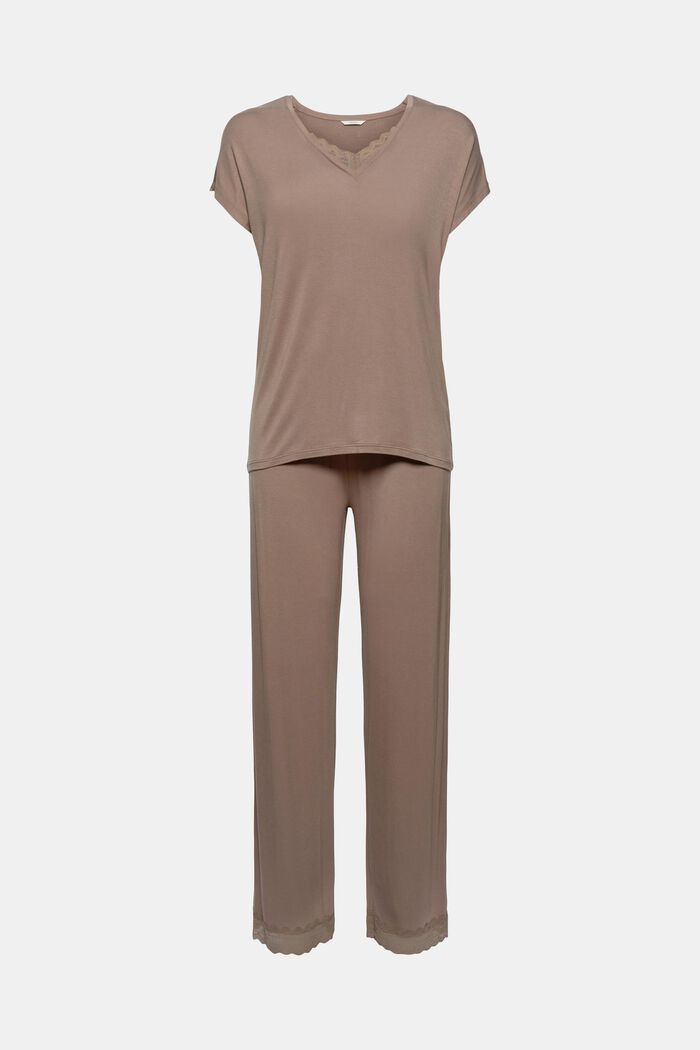 Jersey-Pyjama aus LENZING™ ECOVERO™, TAUPE, detail image number 5